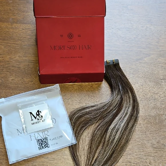 12" Tape-in Moresoo Hair Brown Extensions - Picture 1 of 10